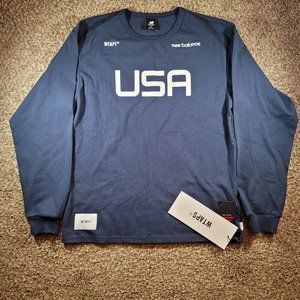 New Balance x WTAPS TC Jersey Long Sleeve T-shirt Men's Size Small MT01606 Blue